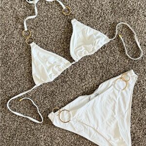 Beach Bunny White Bikini with Gold Rings!